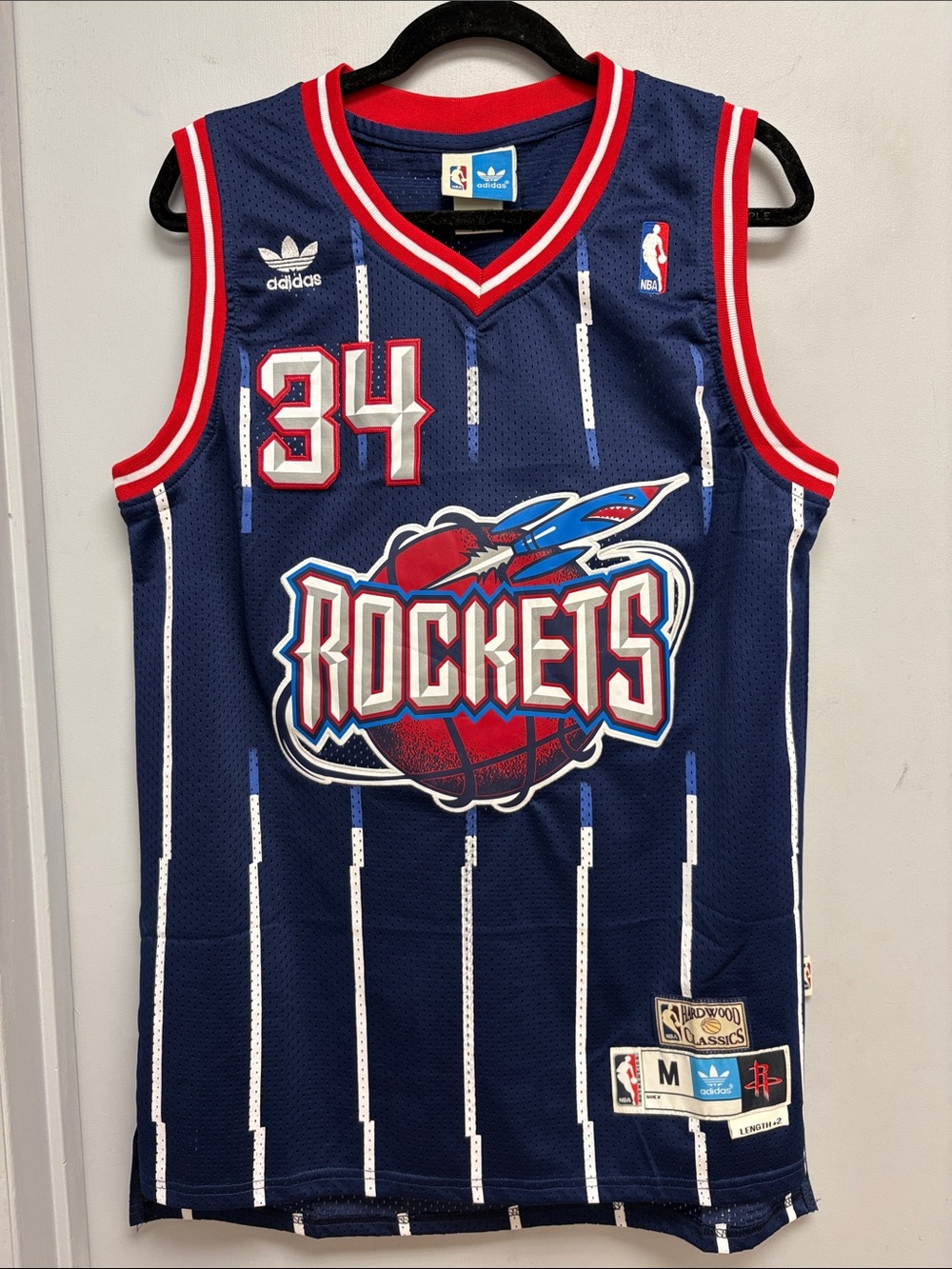 Adidas Houston Rockets Hakeem Olajuwon #34 Hardwood Classics Jersey Men’s M +2